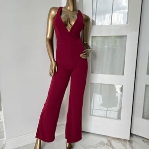 Chic Wine Halter Jumpsuit